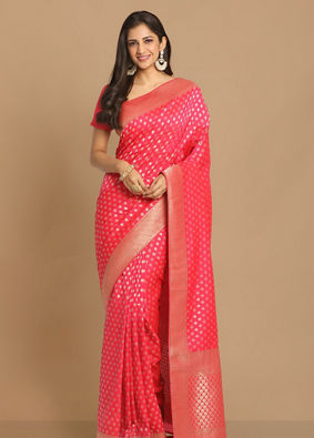 Enchanting Rani Pink Saree image number 1